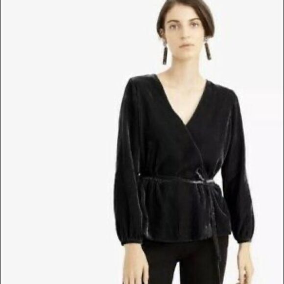 J. Crew Velour Wrap Front Peplum Blouse - Picture 7 of 16